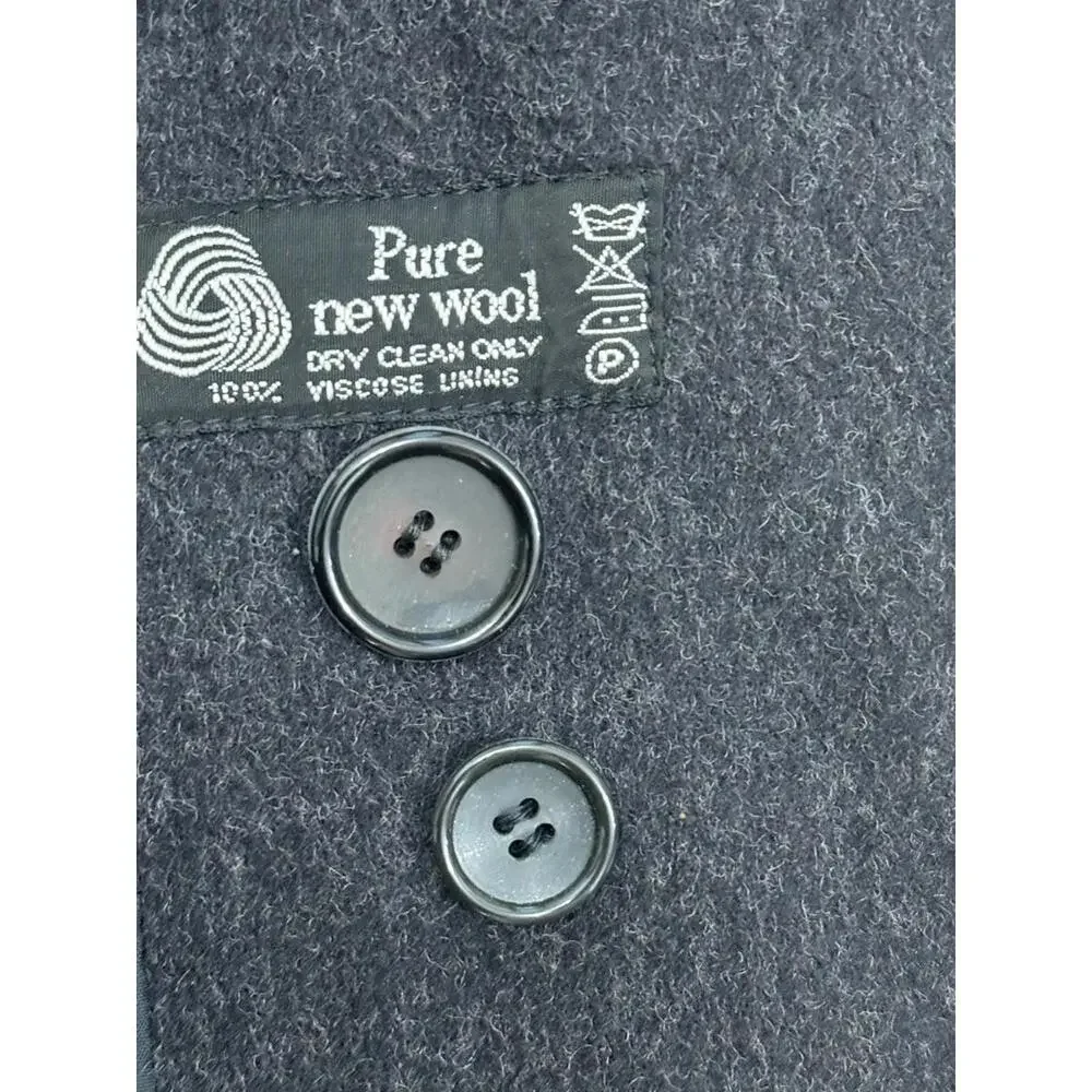 Vintage Pure New Wool Trench Coat Full Length Charcoal Sz 18 Made N Yugoslavia - Picture 9 of 13